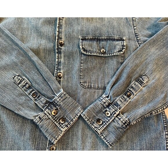 VTG Tommy Hilfiger Blue Button Up Denim Shirt Jacket Mens Size M Slim 44" Chest - Picture 4 of 9